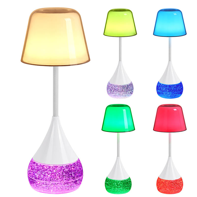 Đèn bàn dẫn LED thanh lịch và đổi mới với cơ sở long lanh RGB