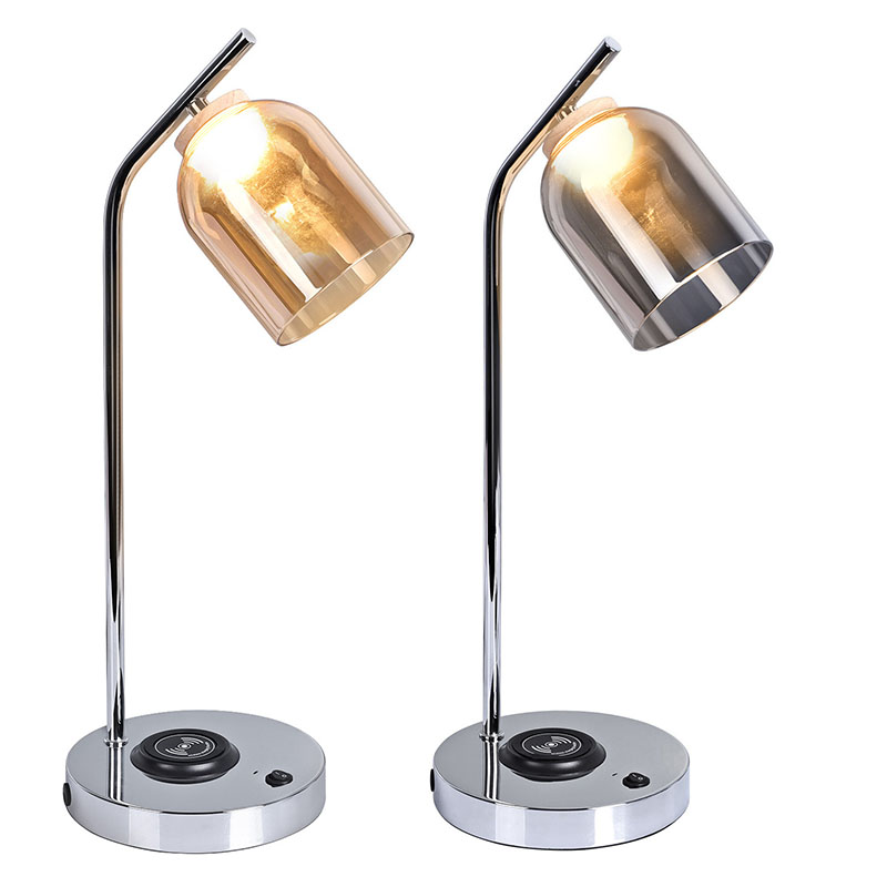 Đèn bàn LED QI có chao thủy tinh