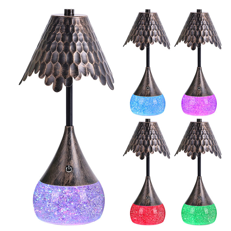 Đèn bàn đèn LED bóng râm với cơ sở long lanh RGB